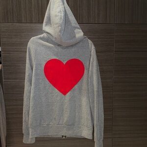 Aviator Nation Gray Hoodie with Red Heart sz Lg NEW